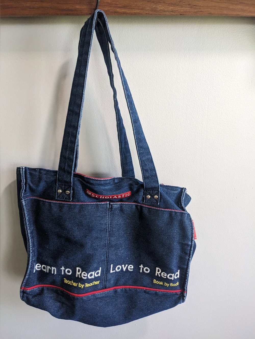 Rare Scholastic Book Fair Denim Tote Bag- Love To Read -Love To Read - Y2K